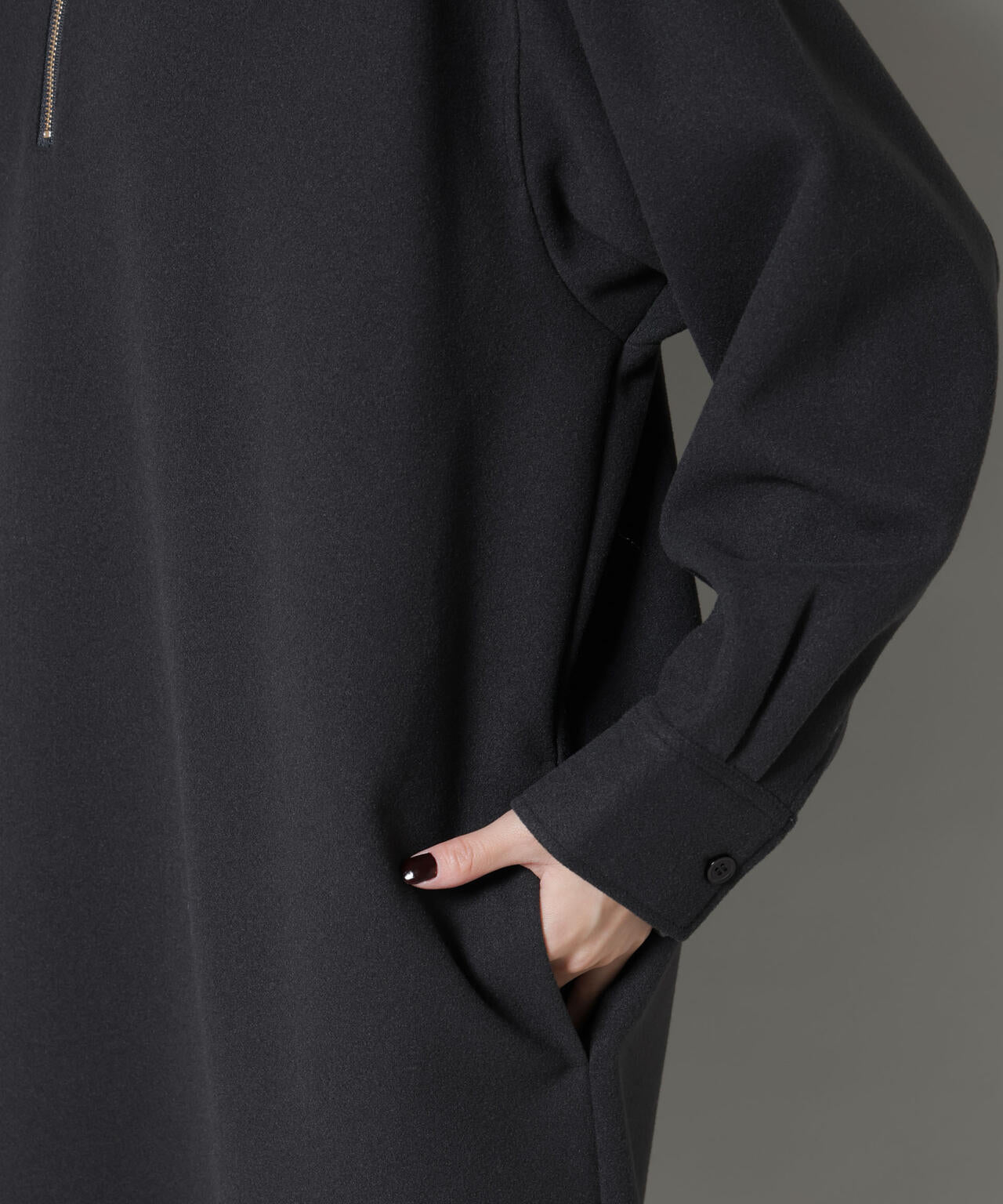 ソフトメルトンジャージーハーフジップワンピース 6735219327