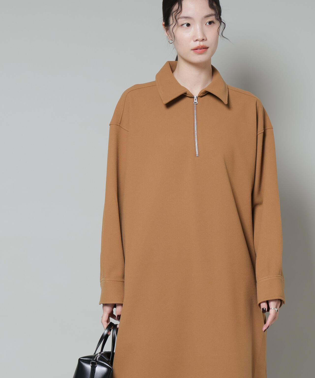 ソフトメルトンジャージーハーフジップワンピース 6735219327