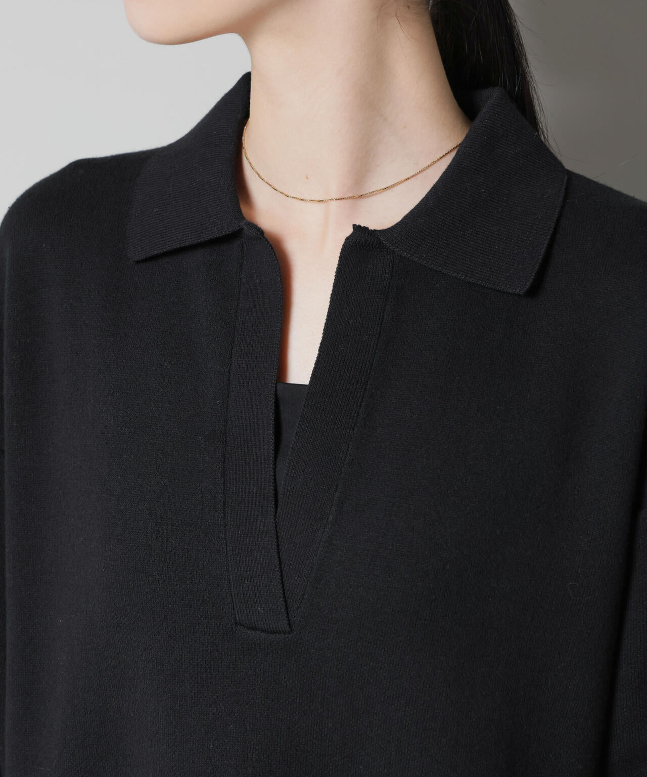 スウェットライク衿付きスキッパーニットワンピース 6735219328