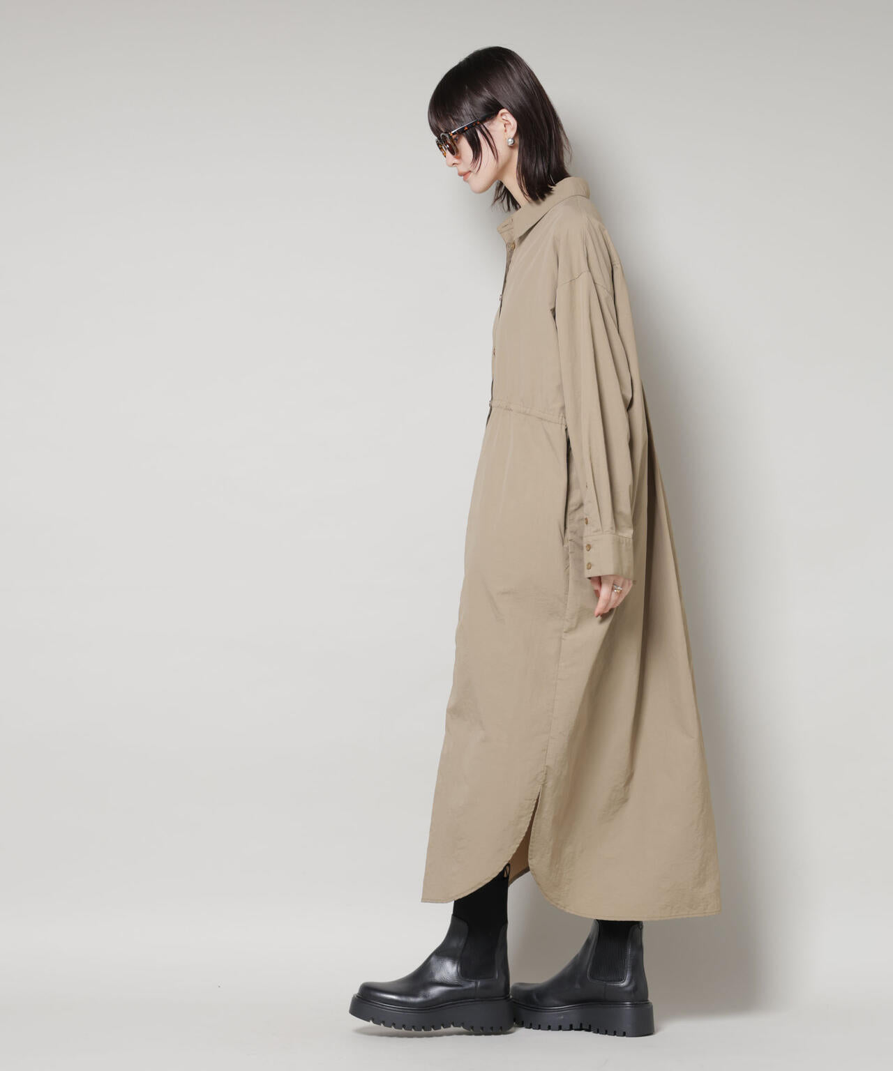 ナイロンタッサードロストシャツワンピース 6735219334