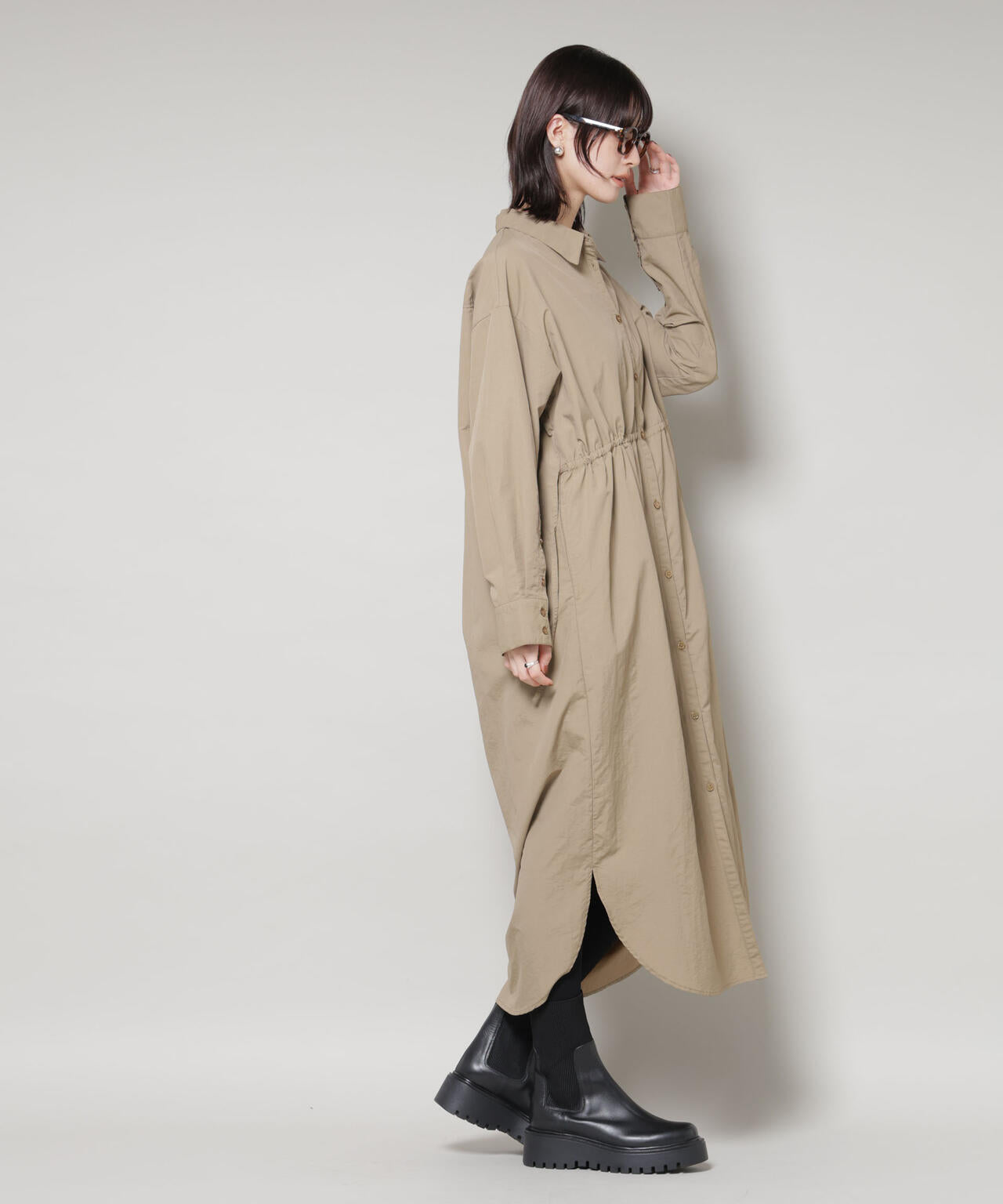 ナイロンタッサードロストシャツワンピース 6735219334