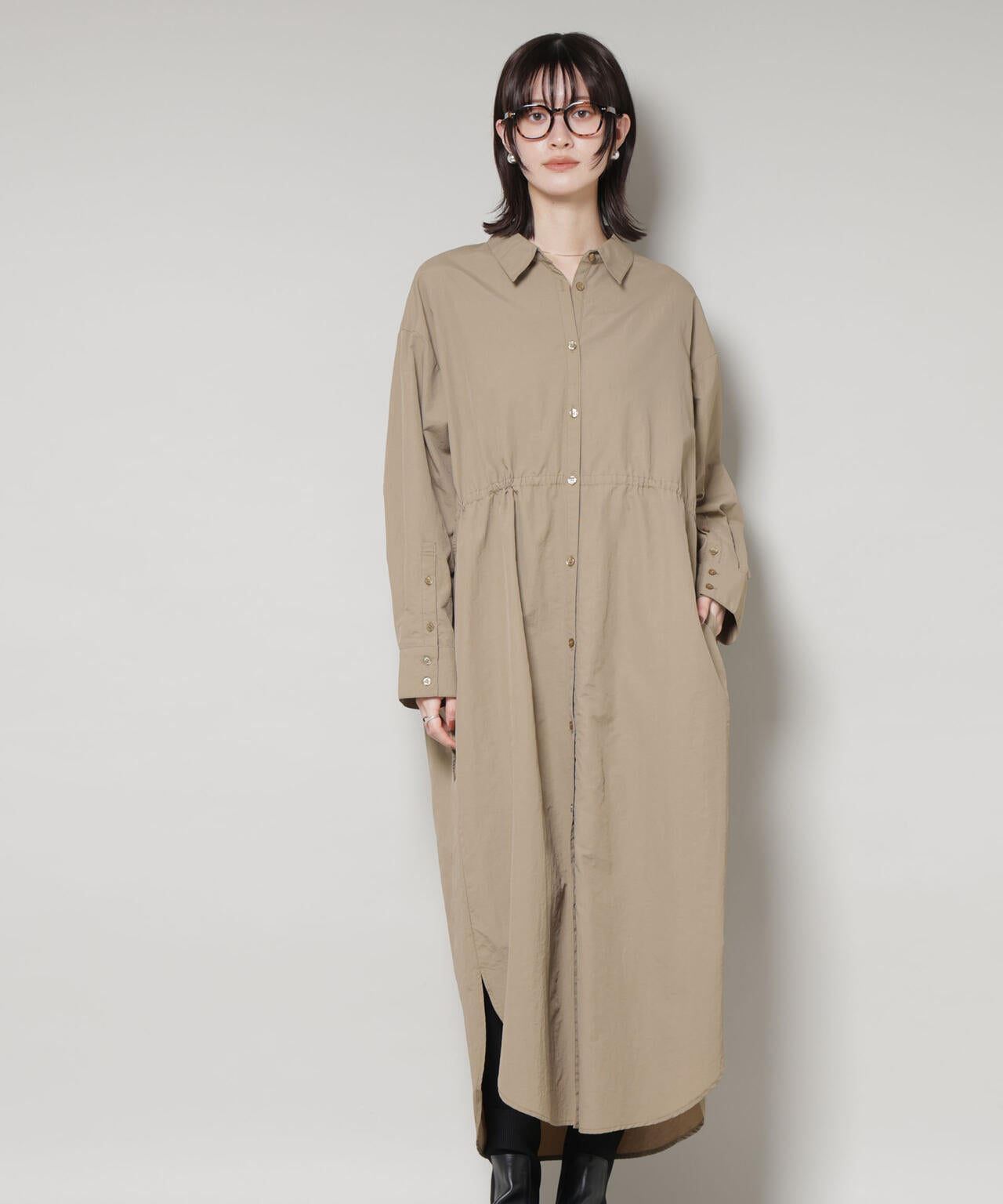 ナイロンタッサードロストシャツワンピース 6735219334