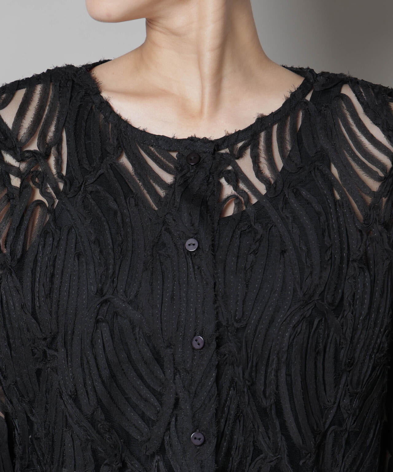 テープ刺繍チュール前後2wayカーディガン(セットアップ可) 6735220301