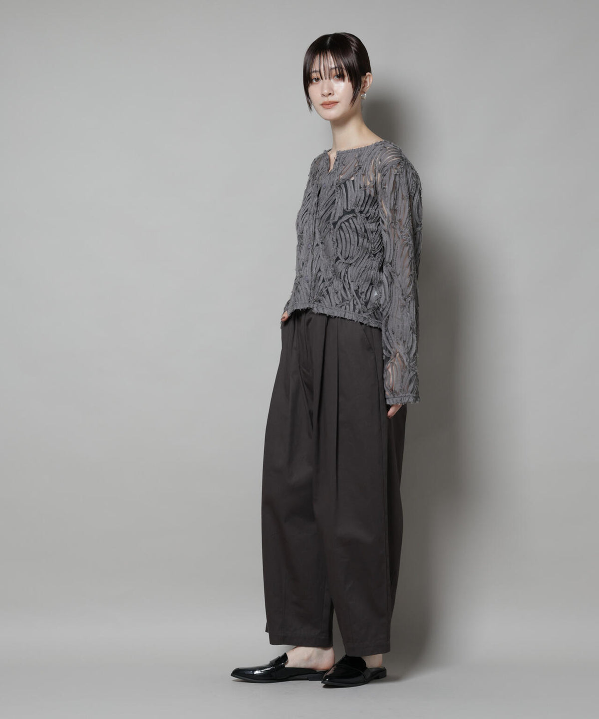 テープ刺繍チュール前後2wayカーディガン(セットアップ可) 6735220301