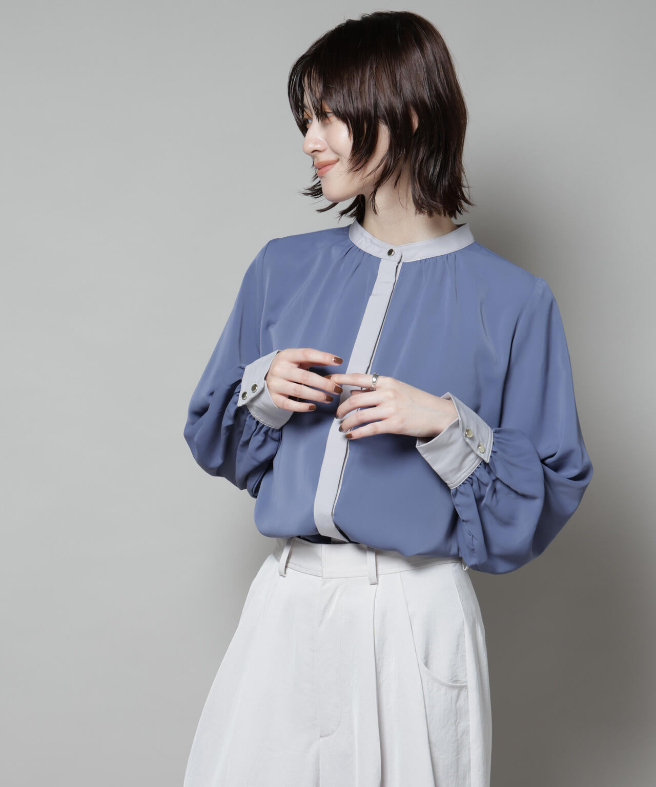 バイカラー デザイン ブラウス