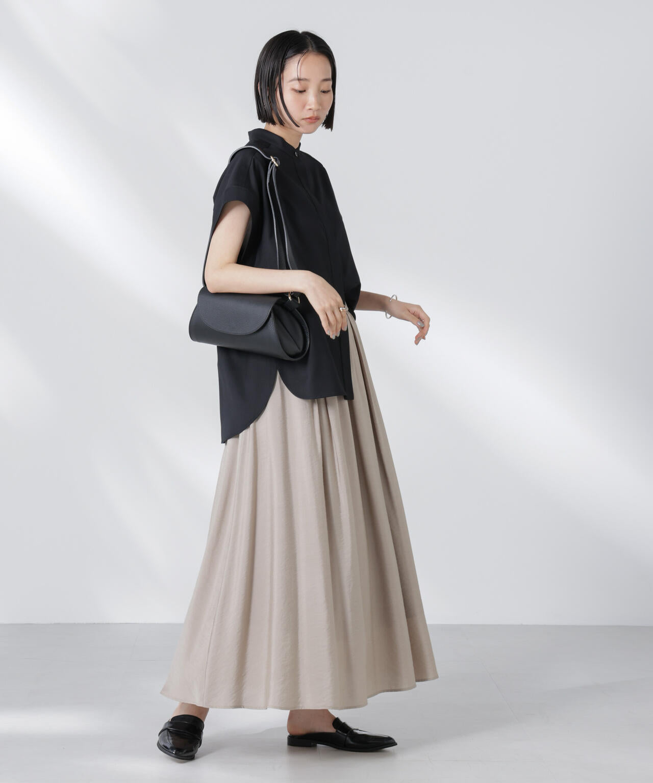 バンドカラーノースリーブシャツ(セットアップ可) 6735221302