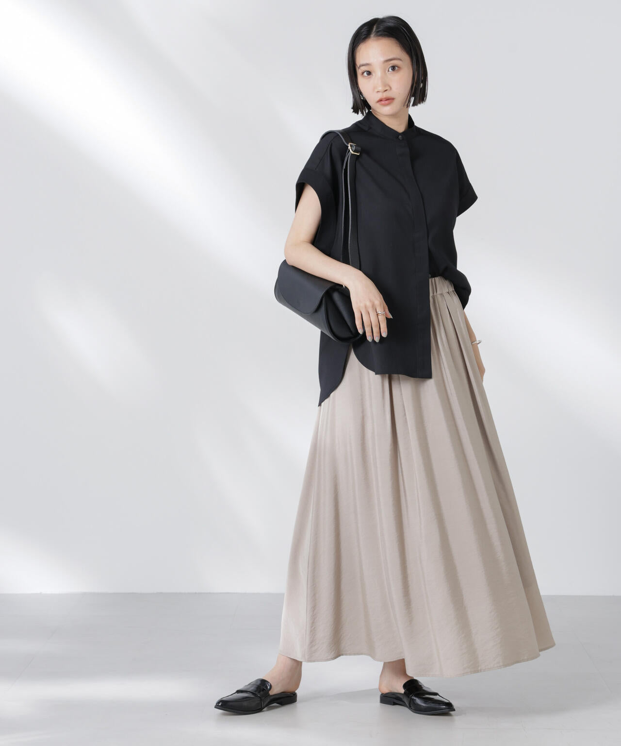 バンドカラーノースリーブシャツ(セットアップ可) 6735221302