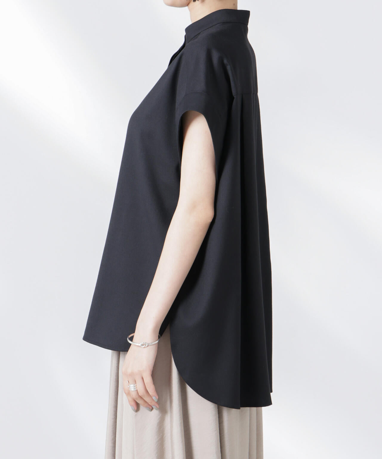 バンドカラーノースリーブシャツ(セットアップ可) 6735221302