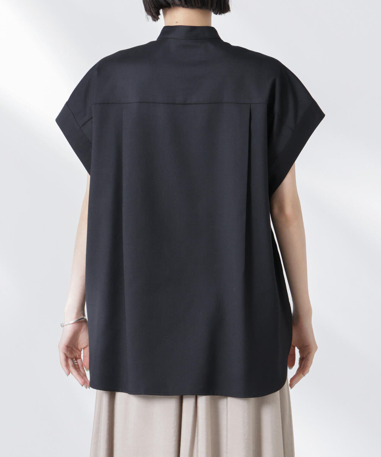 バンドカラーノースリーブシャツ(セットアップ可) 6735221302