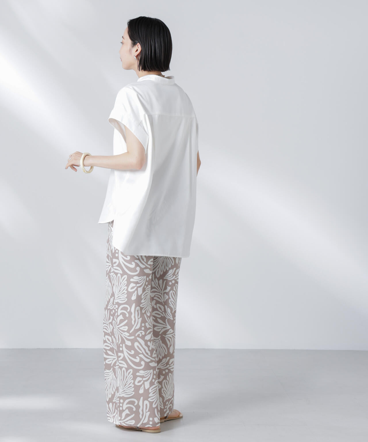 バンドカラーノースリーブシャツ(セットアップ可) 6735221302