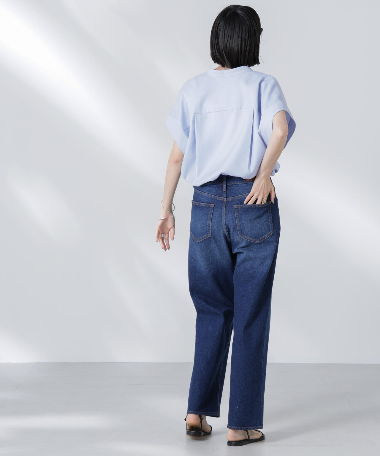 バンドカラーノースリーブシャツ(セットアップ可) 6735221302