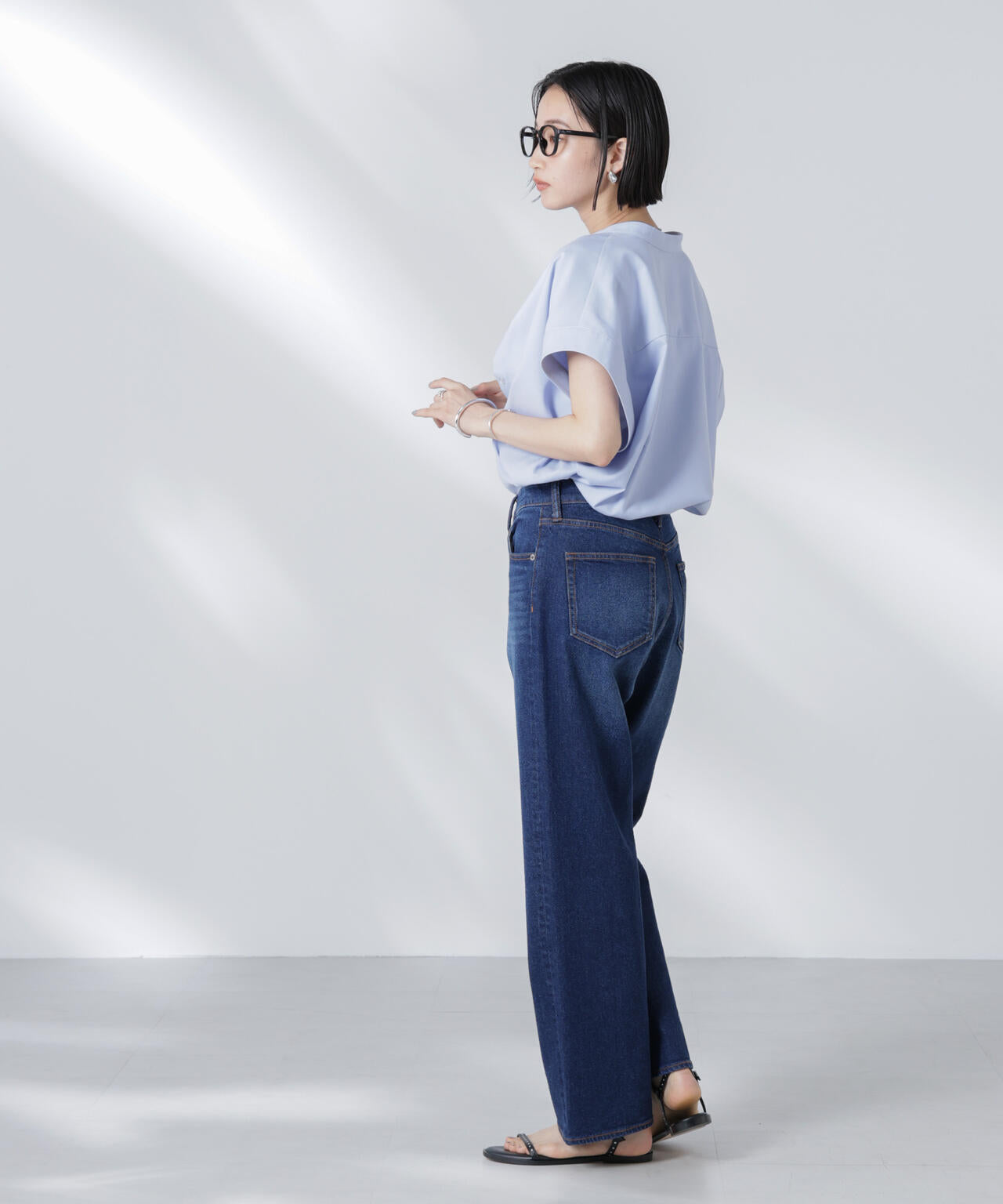 バンドカラーノースリーブシャツ(セットアップ可) 6735221302