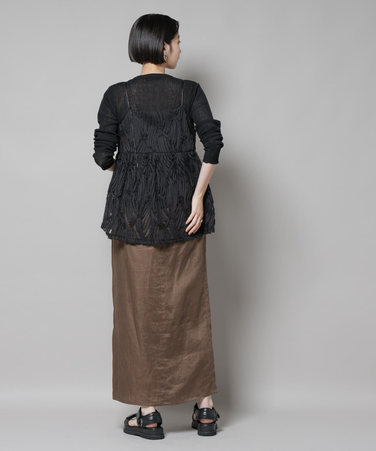 テープ刺繍チュール前後2wayキャミソールビスチェ(セットアップ可) 6735221308