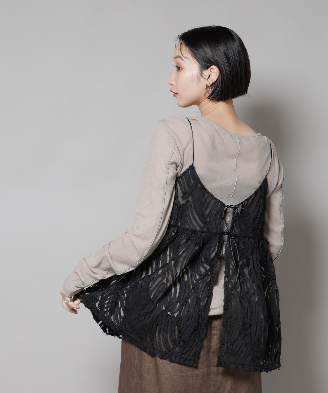 テープ刺繍チュール前後2wayキャミソールビスチェ(セットアップ可) 6735221308