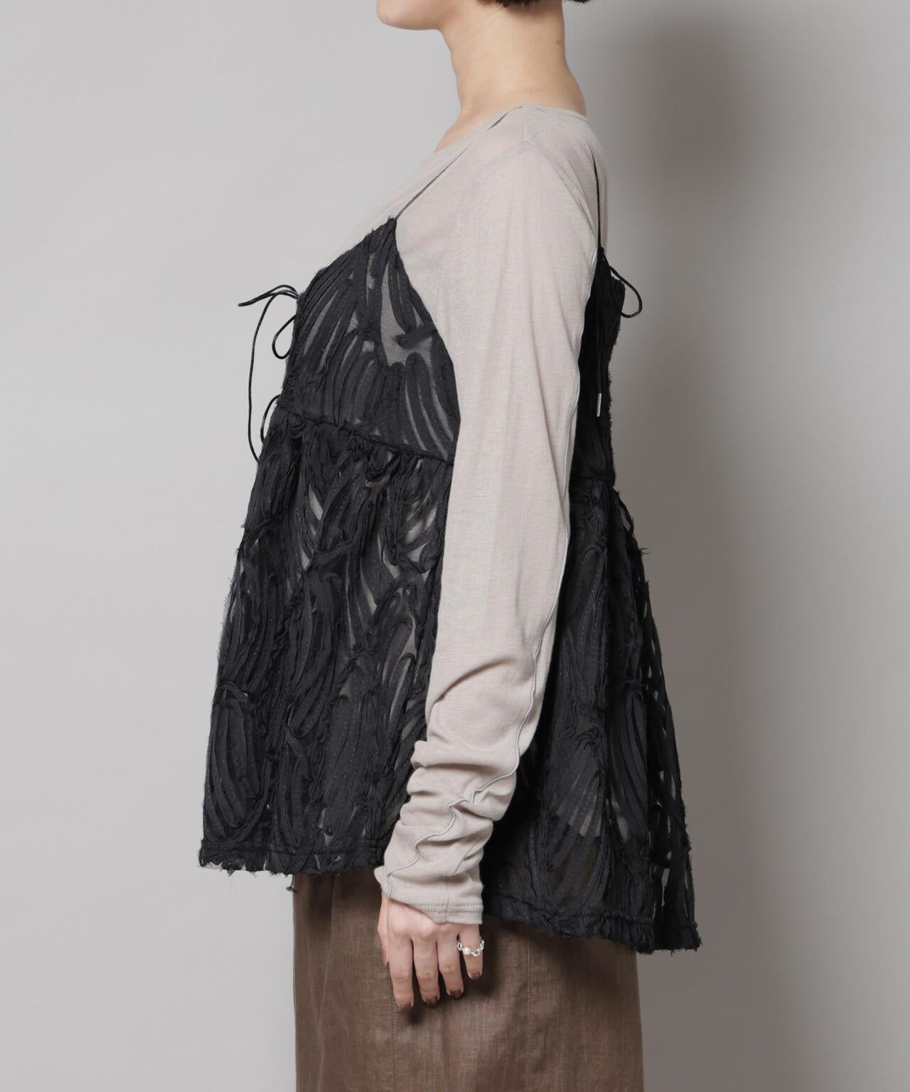 テープ刺繍チュール前後2wayキャミソールビスチェ(セットアップ可) 6735221308