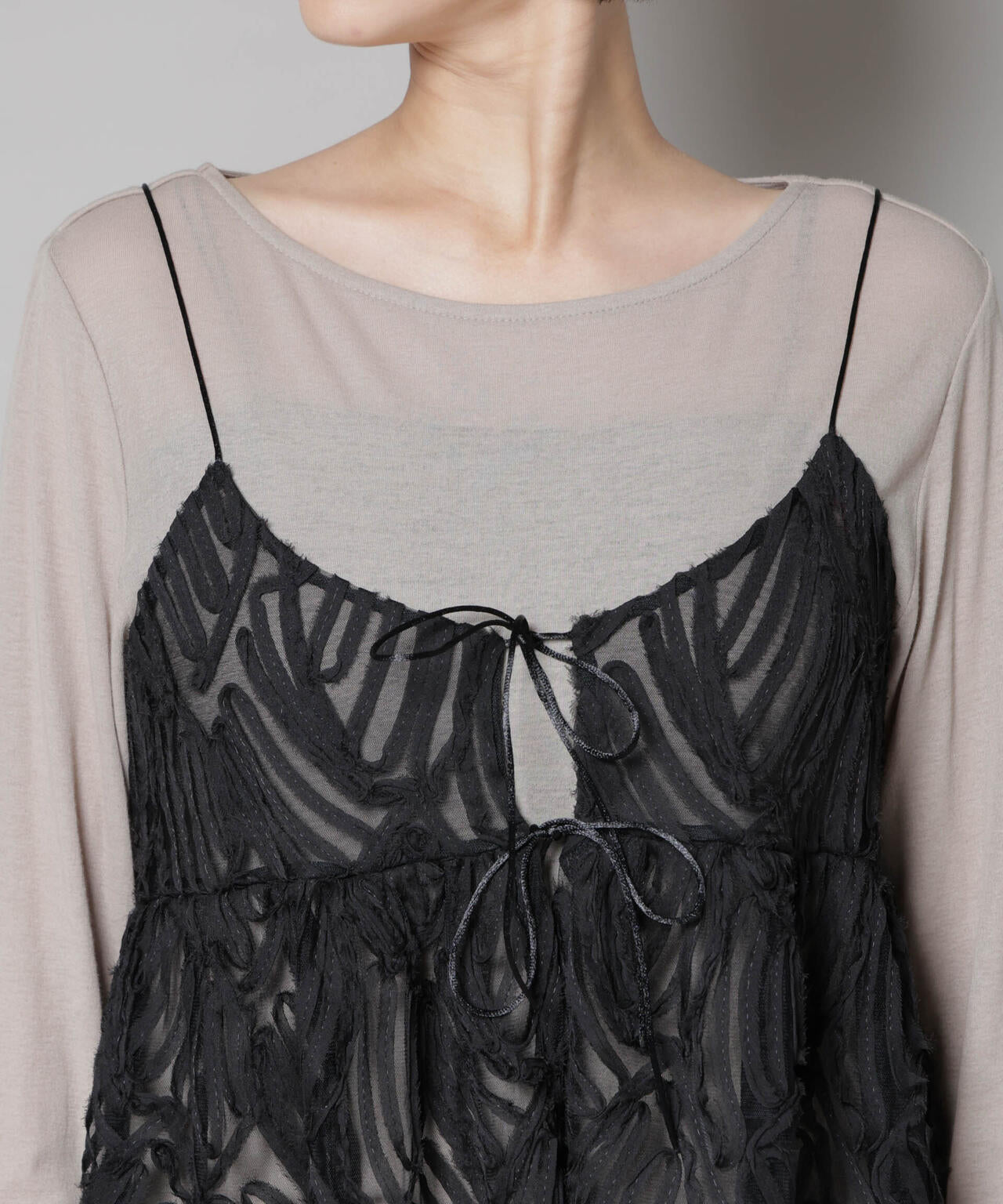 テープ刺繍チュール前後2wayキャミソールビスチェ(セットアップ可) 6735221308