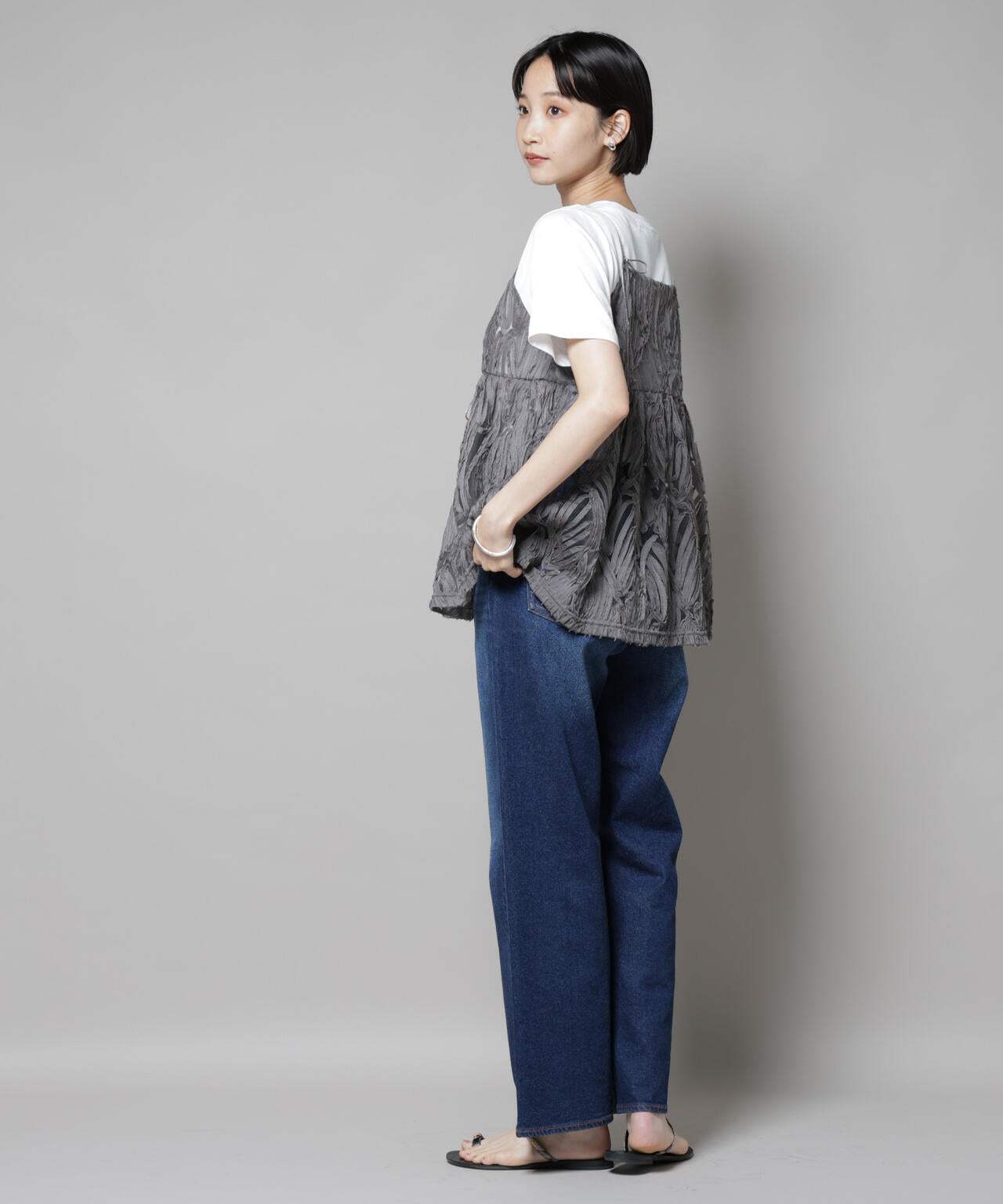 テープ刺繍チュール前後2wayキャミソールビスチェ(セットアップ可) 6735221308