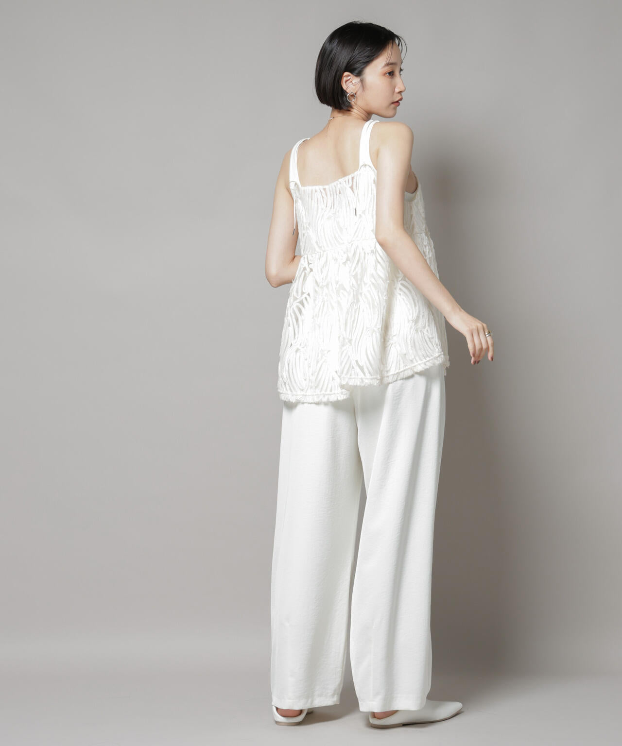 テープ刺繍チュール前後2wayキャミソールビスチェ(セットアップ可) 6735221308