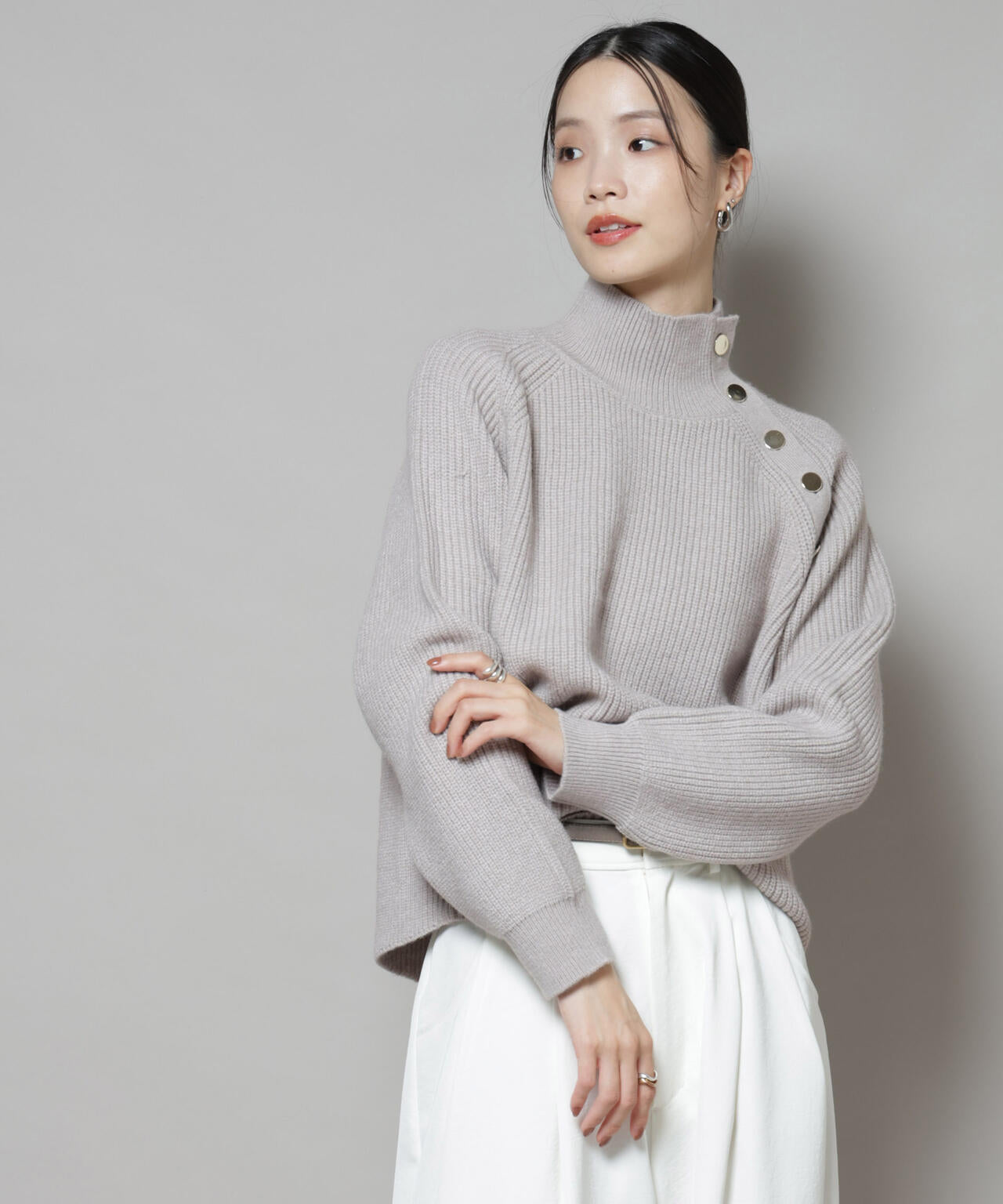 tシャツ Tシャツ フェイクスエード×ニットパール釦プルオーバー レディース ハートネック袖口アソートパールリブニットプルオーバー - 12Twelve