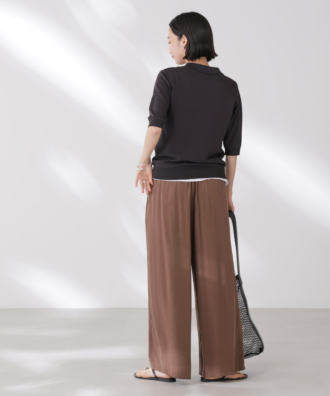 多機能強撚ポロニットトップス 6735222307