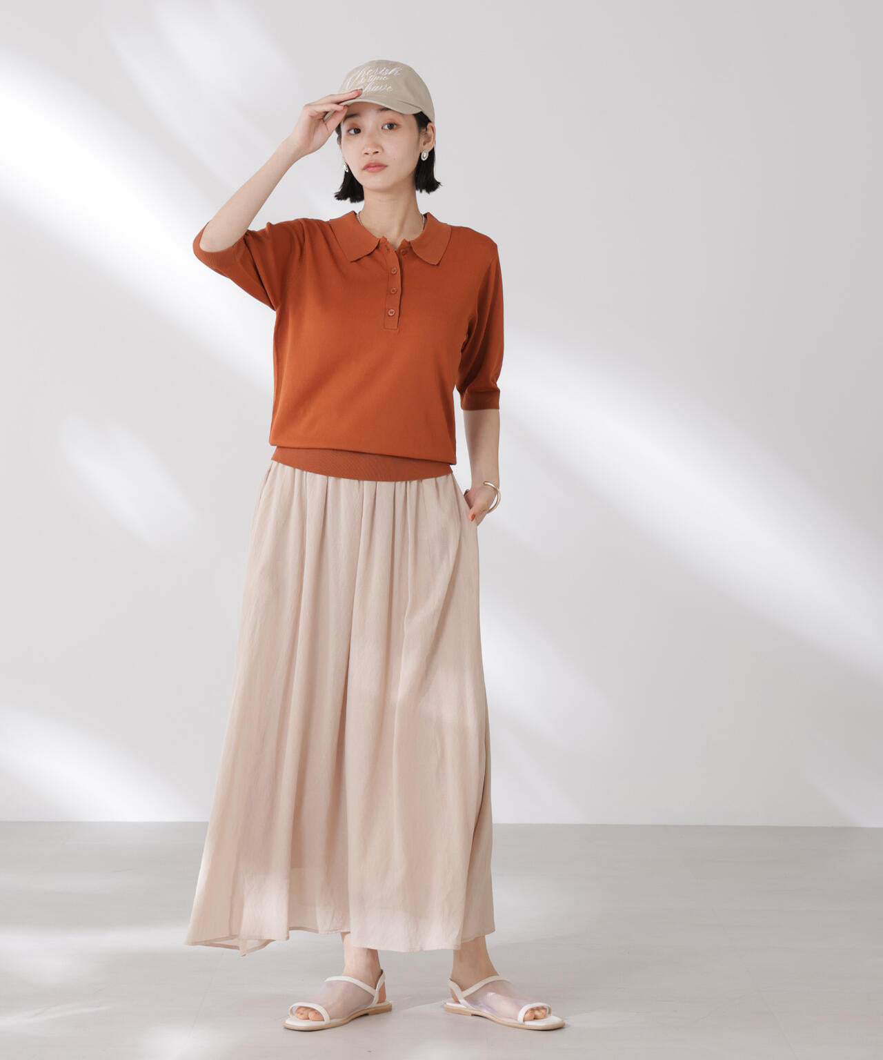 多機能強撚ポロニットトップス 6735222307