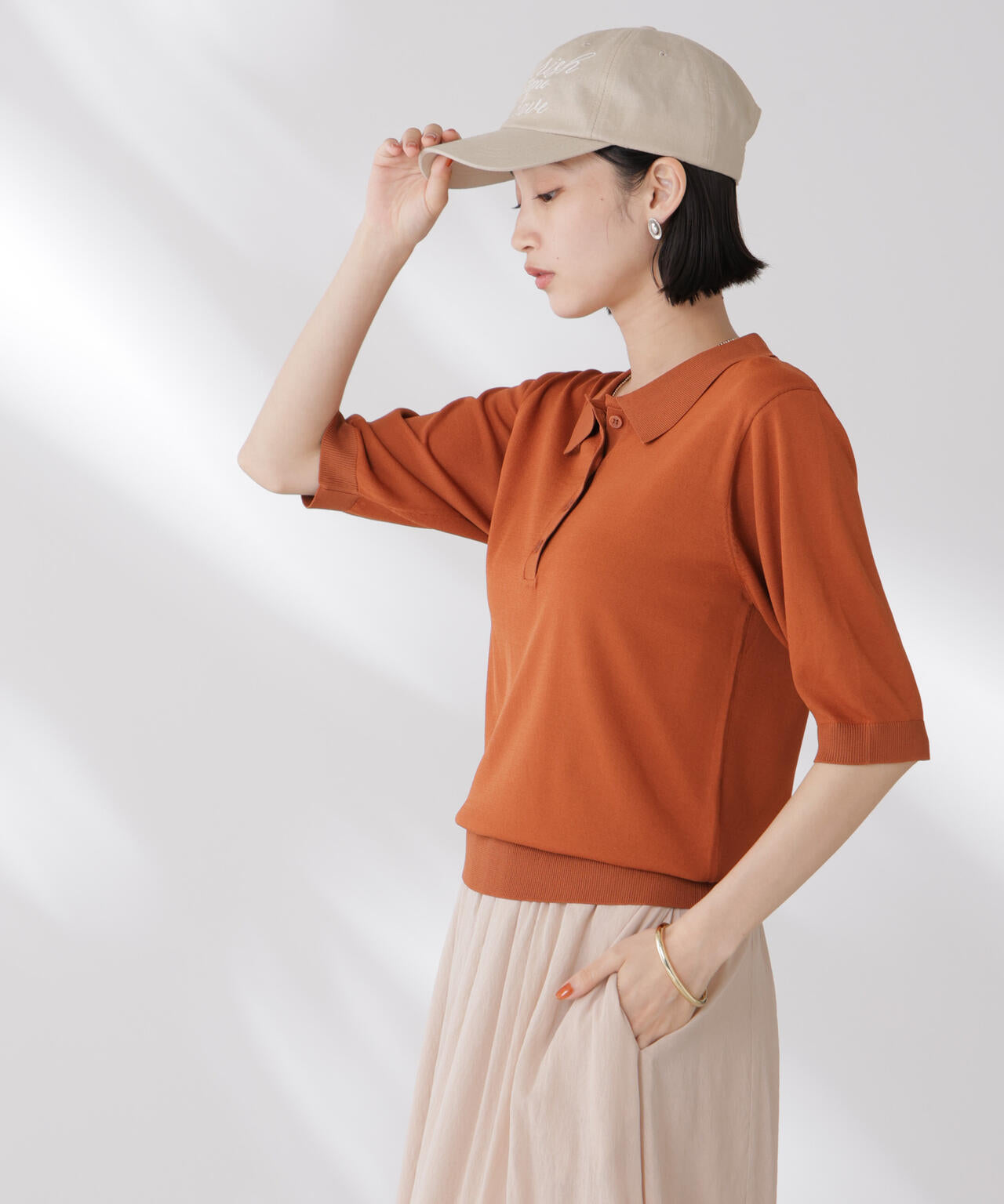 多機能強撚ポロニットトップス 6735222307