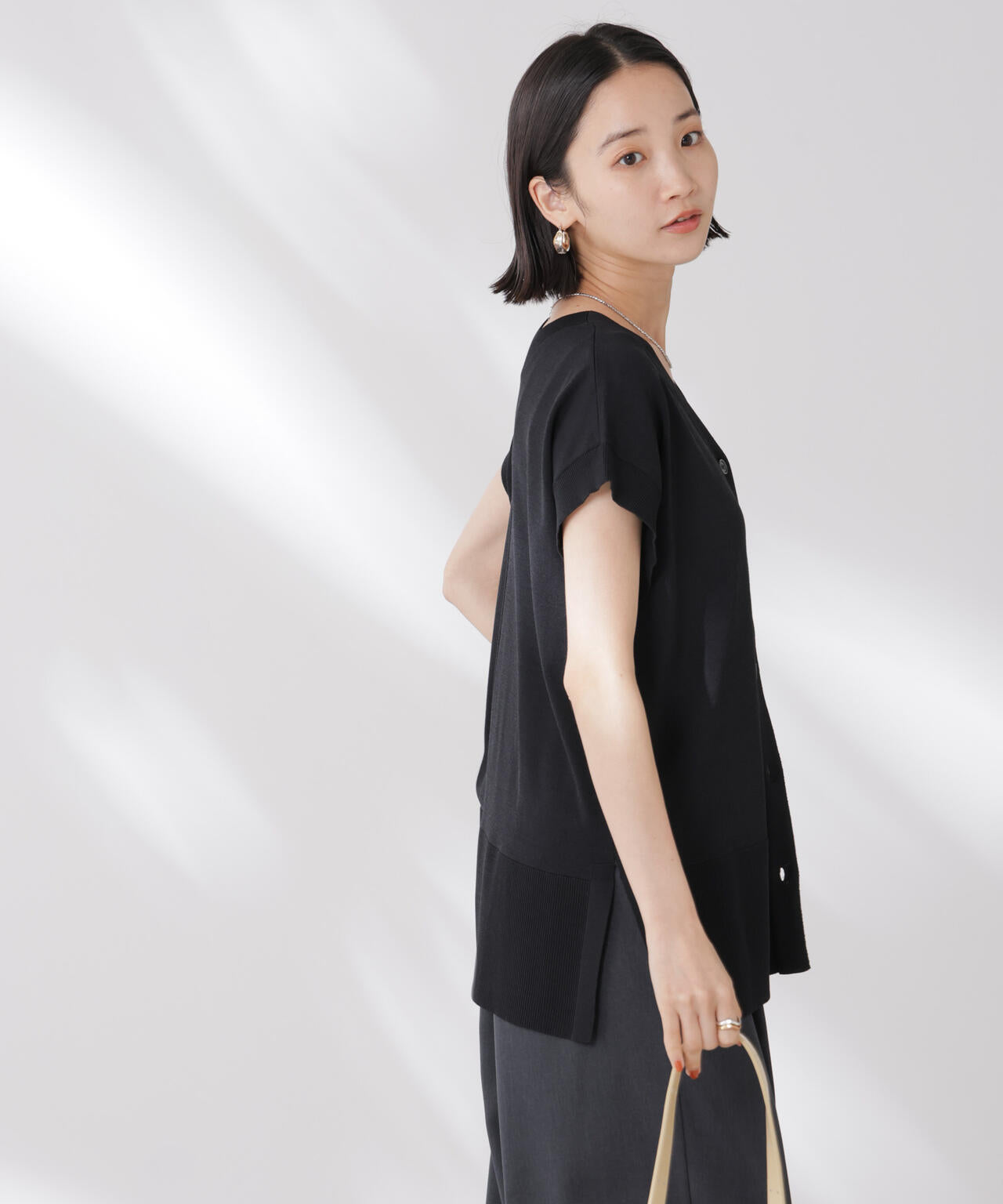 多機能強撚前後2wayフレンチスリーブニット 6735222308