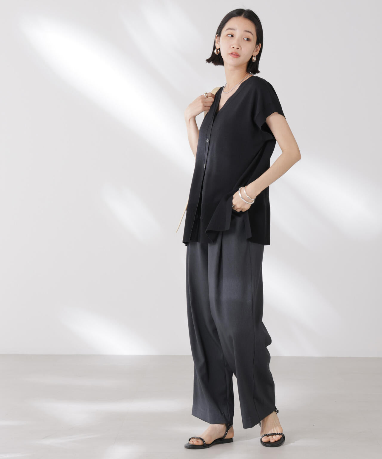 多機能強撚前後2wayフレンチスリーブニット 6735222308