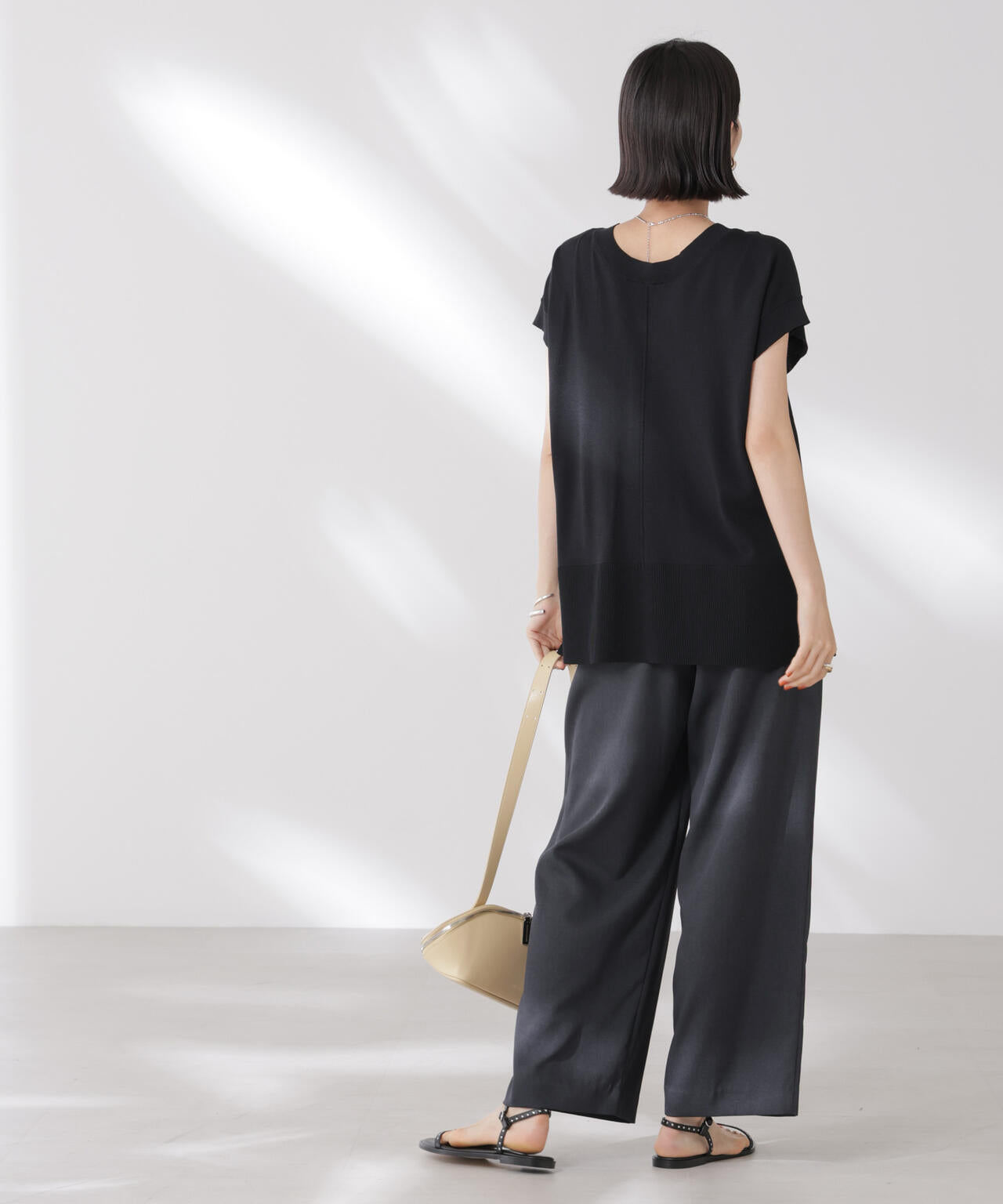 多機能強撚前後2wayフレンチスリーブニット 6735222308