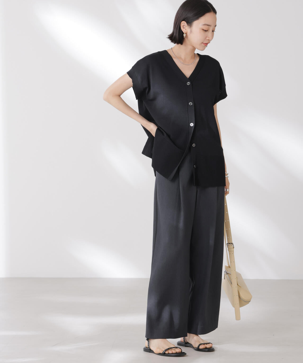 多機能強撚前後2wayフレンチスリーブニット 6735222308