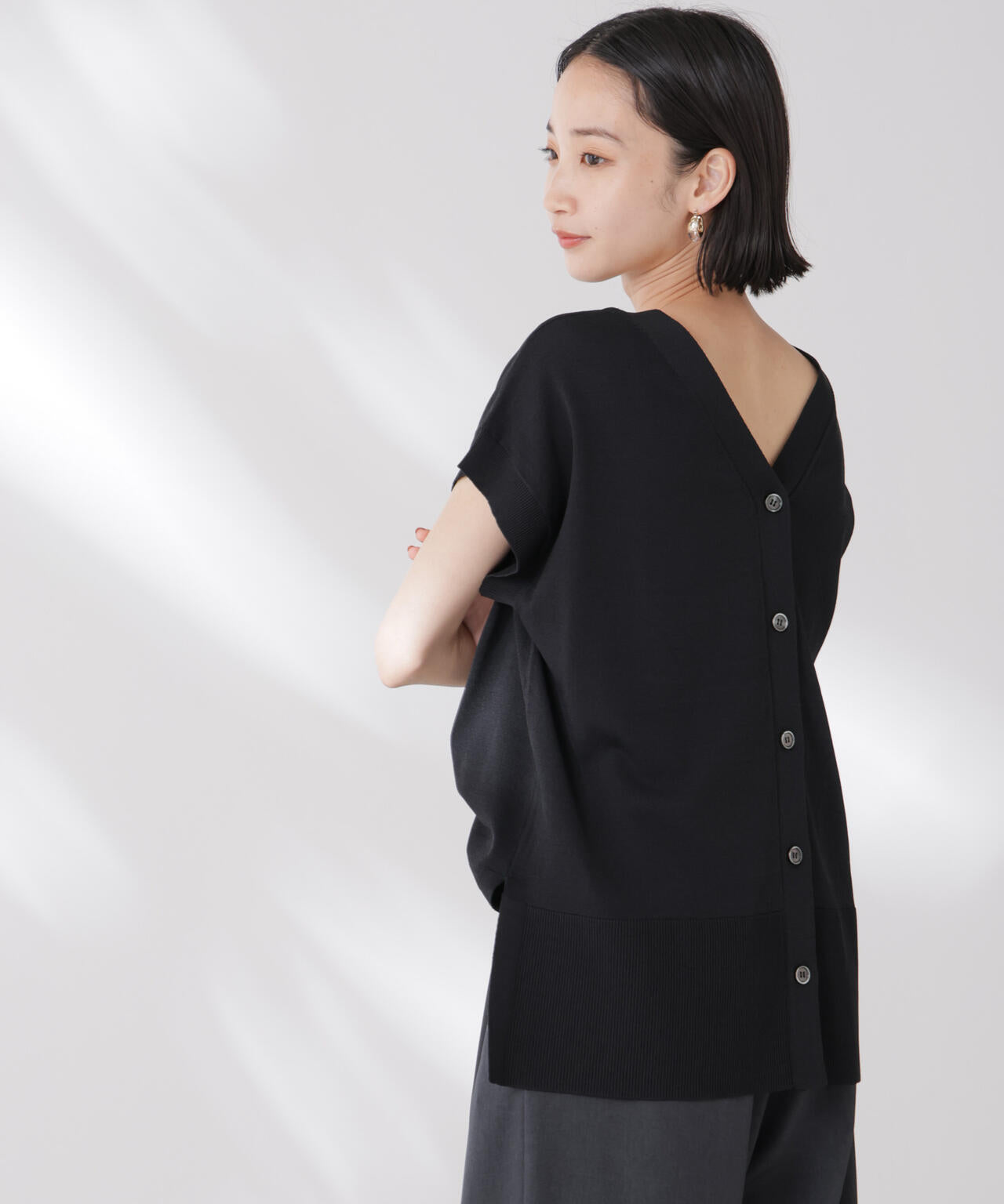 多機能強撚前後2wayフレンチスリーブニット 6735222308