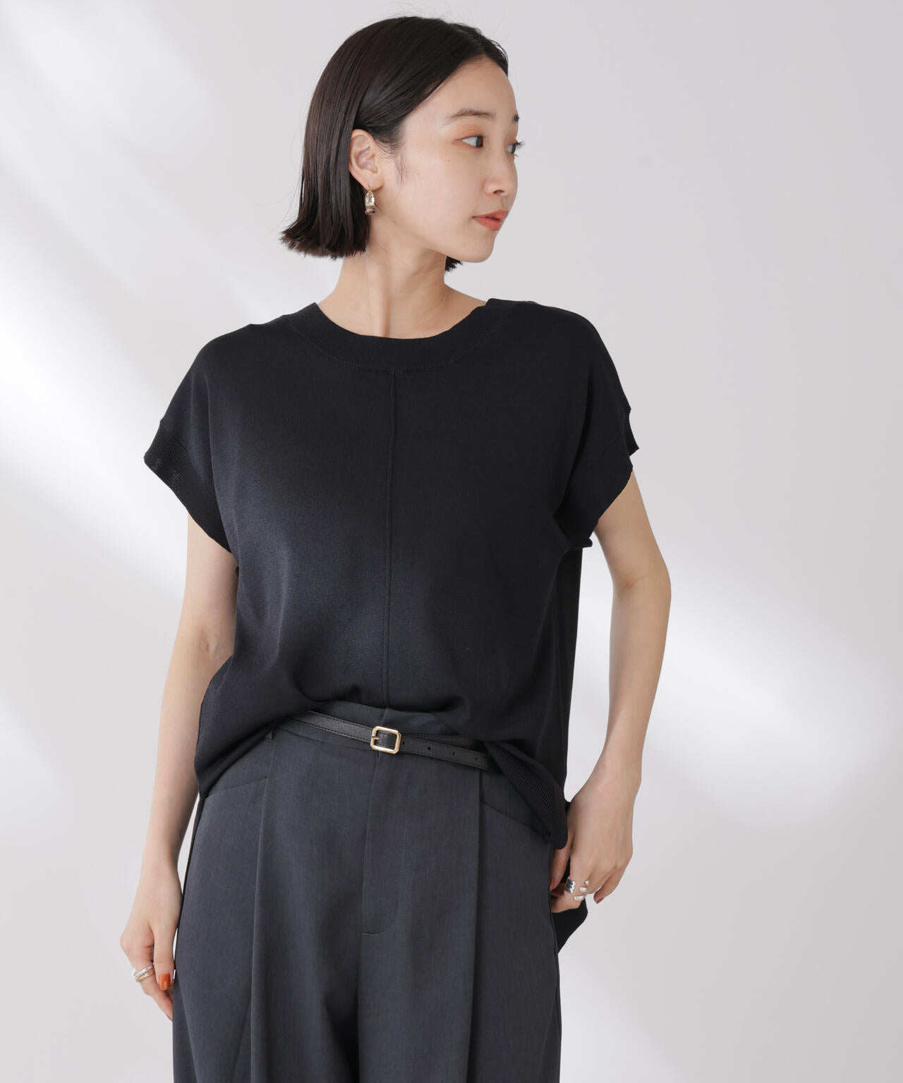 多機能強撚前後2wayフレンチスリーブニット 6735222308