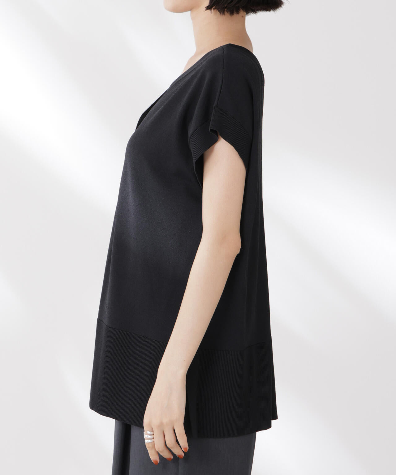 多機能強撚前後2wayフレンチスリーブニット 6735222308