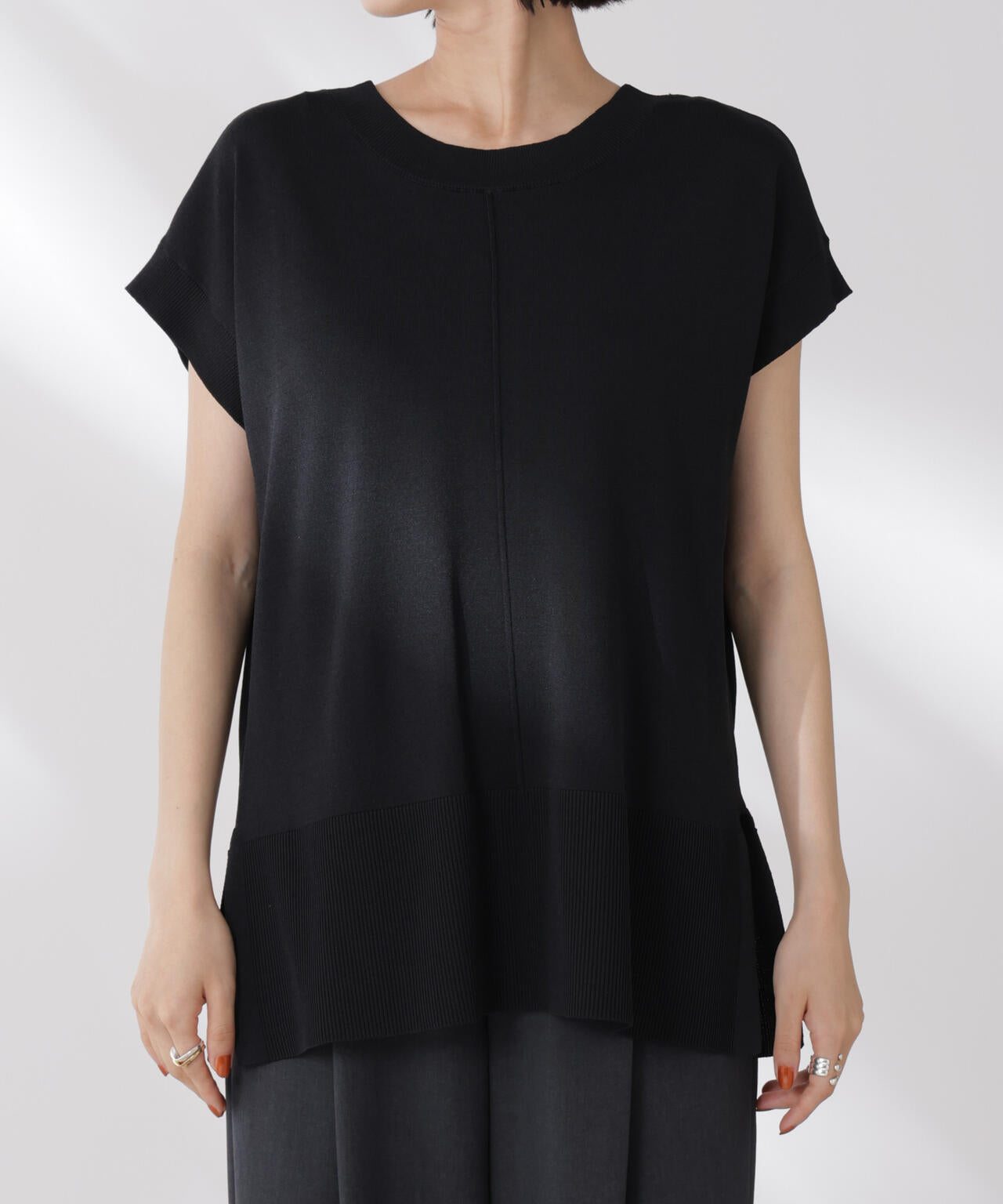 多機能強撚前後2wayフレンチスリーブニット 6735222308