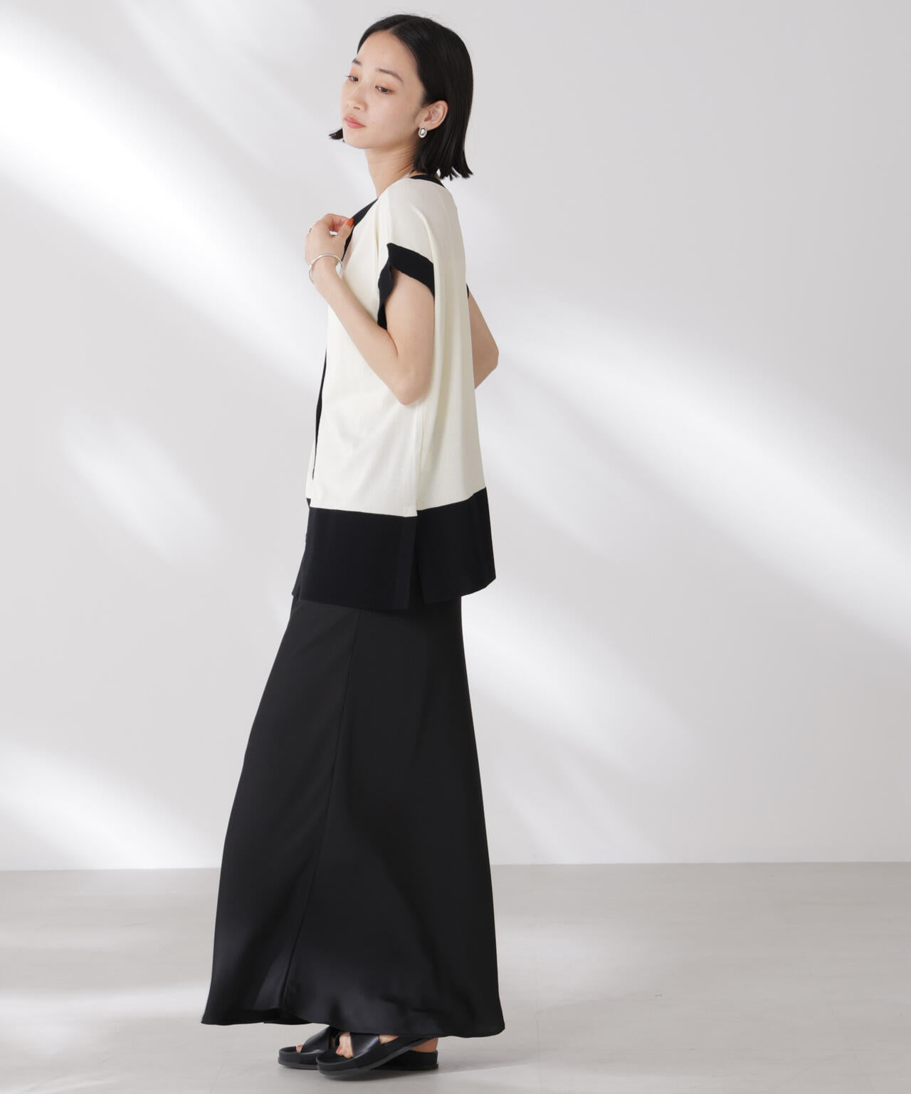 多機能強撚前後2wayフレンチスリーブニット 6735222308