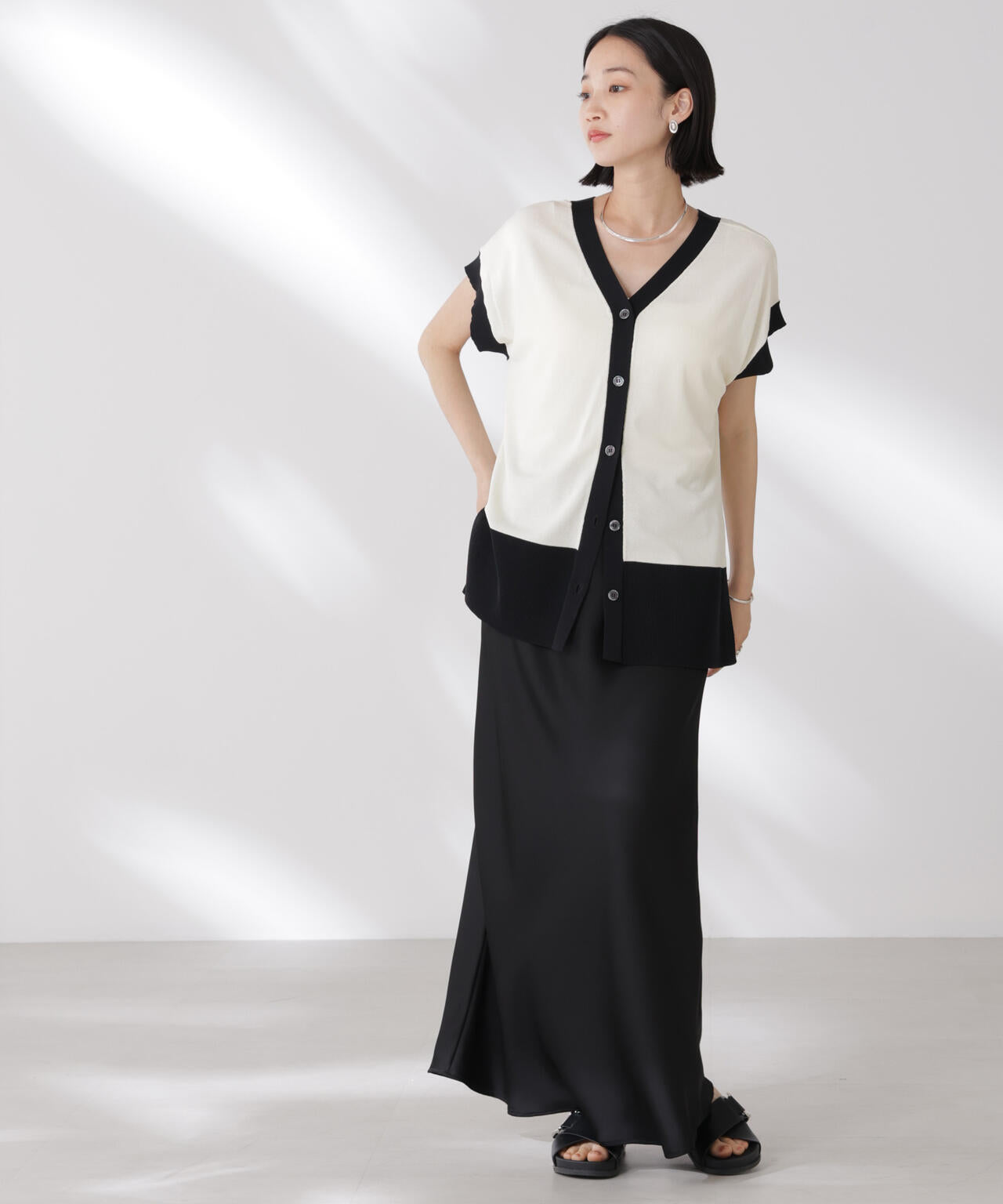 多機能強撚前後2wayフレンチスリーブニット 6735222308