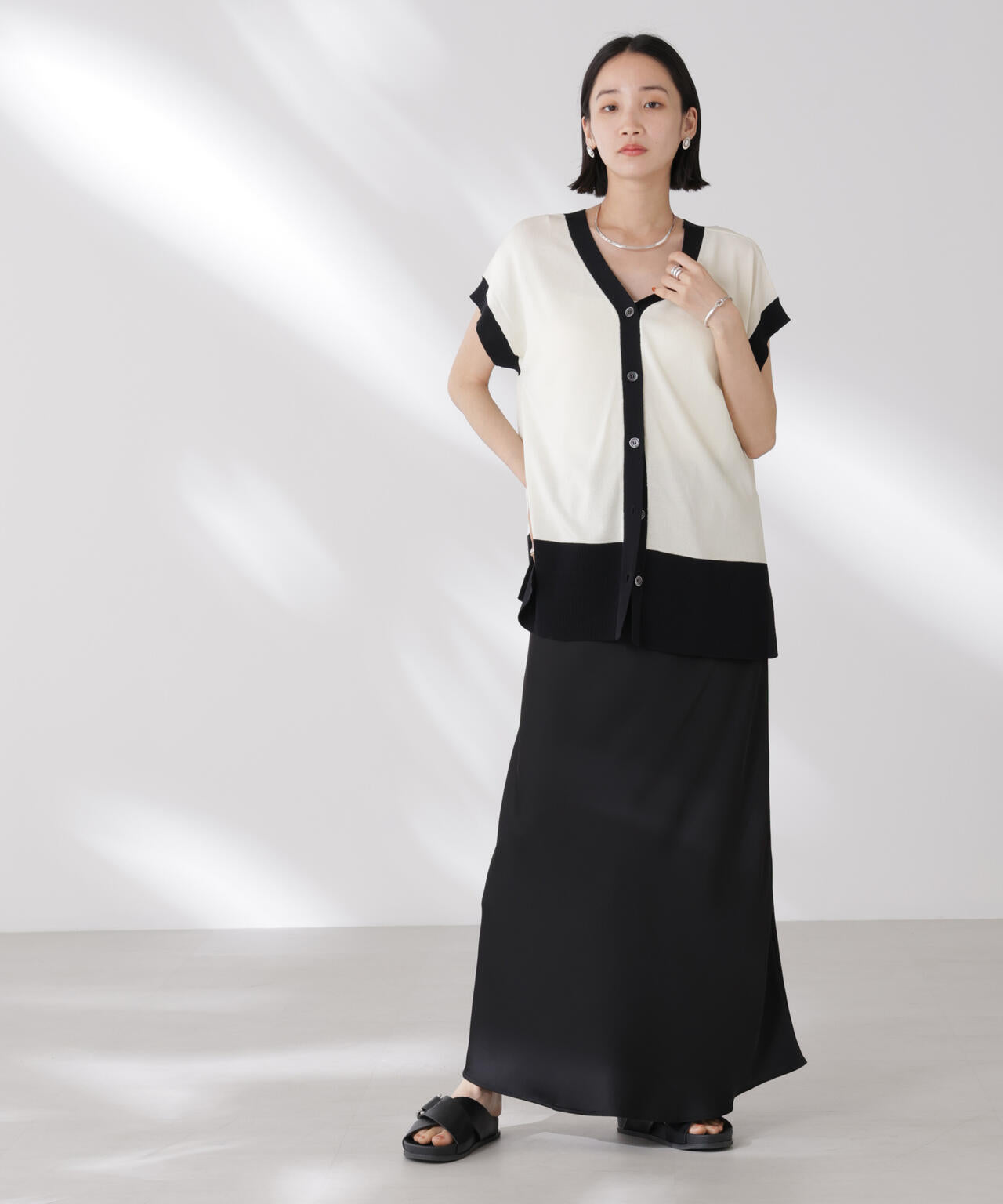 多機能強撚前後2wayフレンチスリーブニット 6735222308