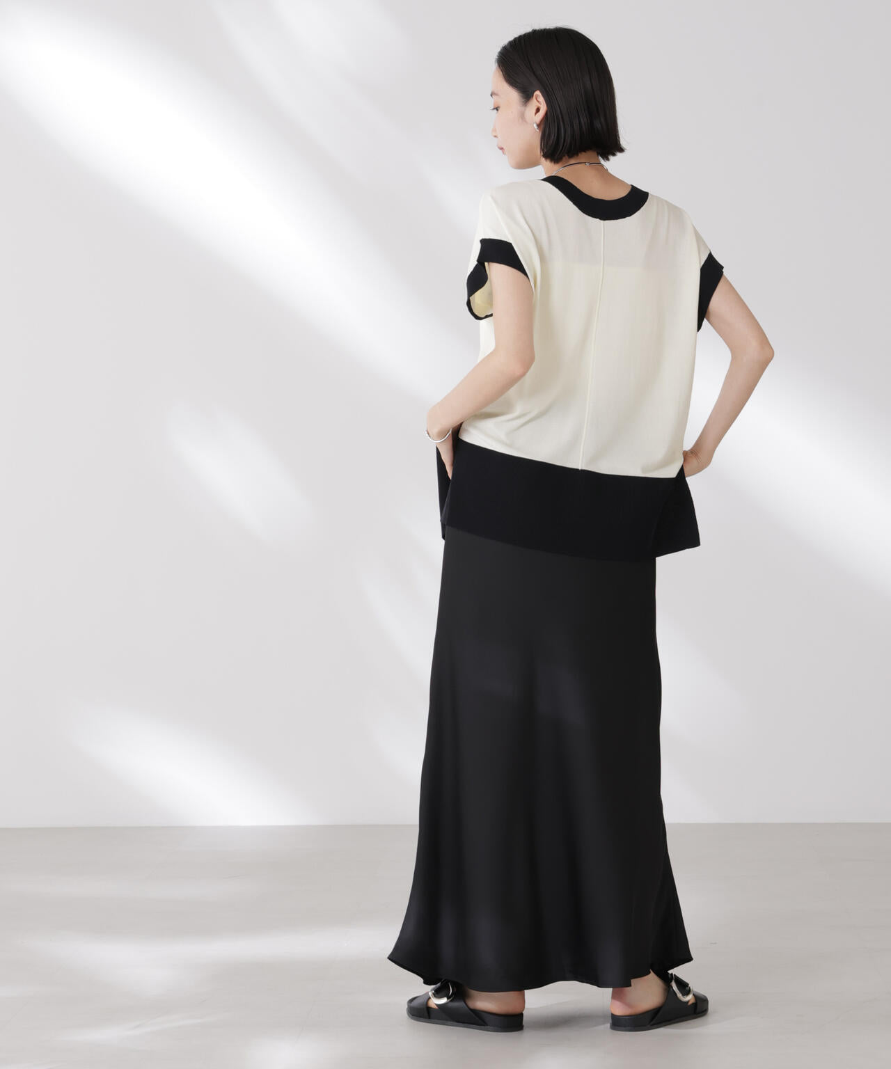 多機能強撚前後2wayフレンチスリーブニット 6735222308