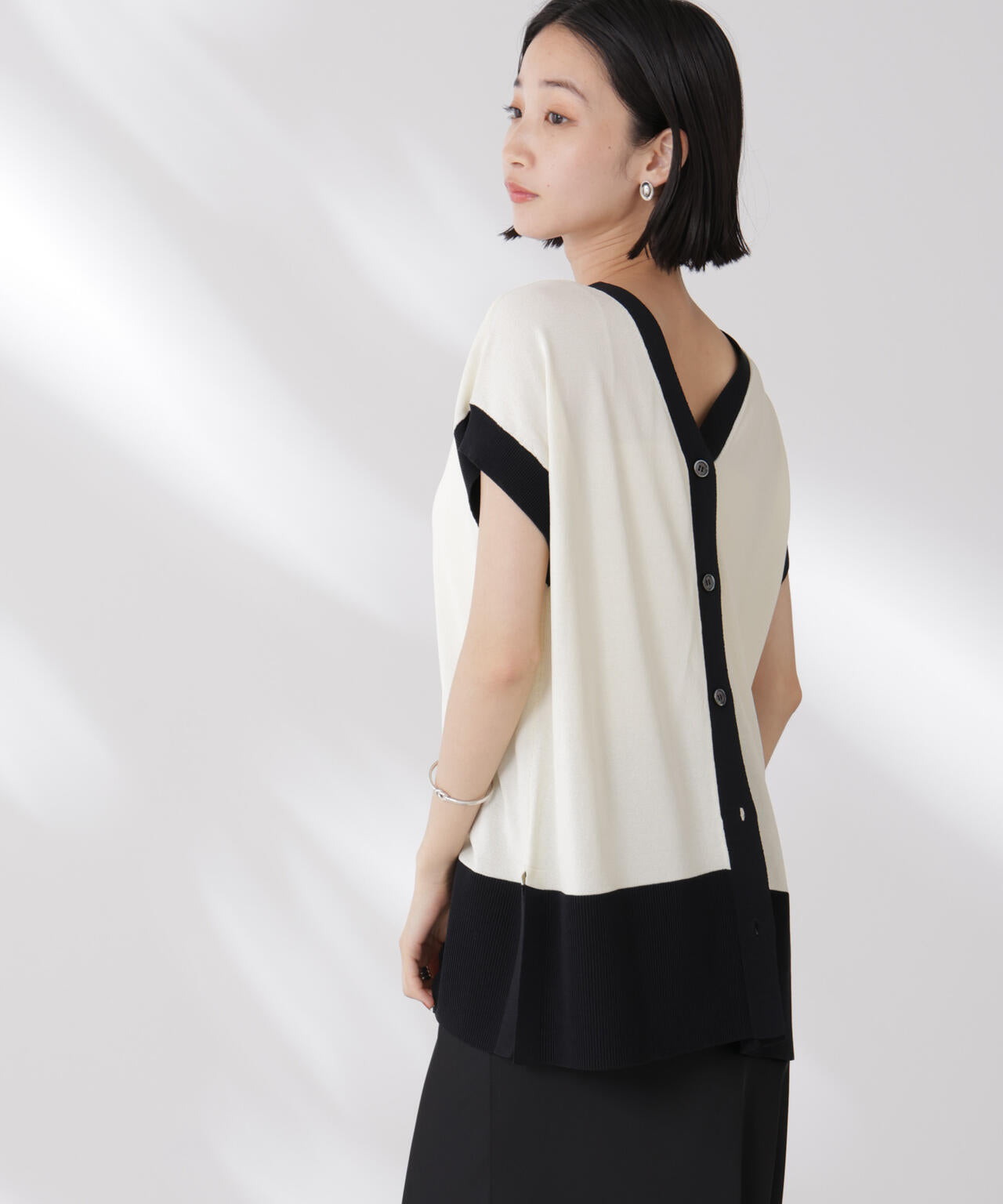 多機能強撚前後2wayフレンチスリーブニット 6735222308