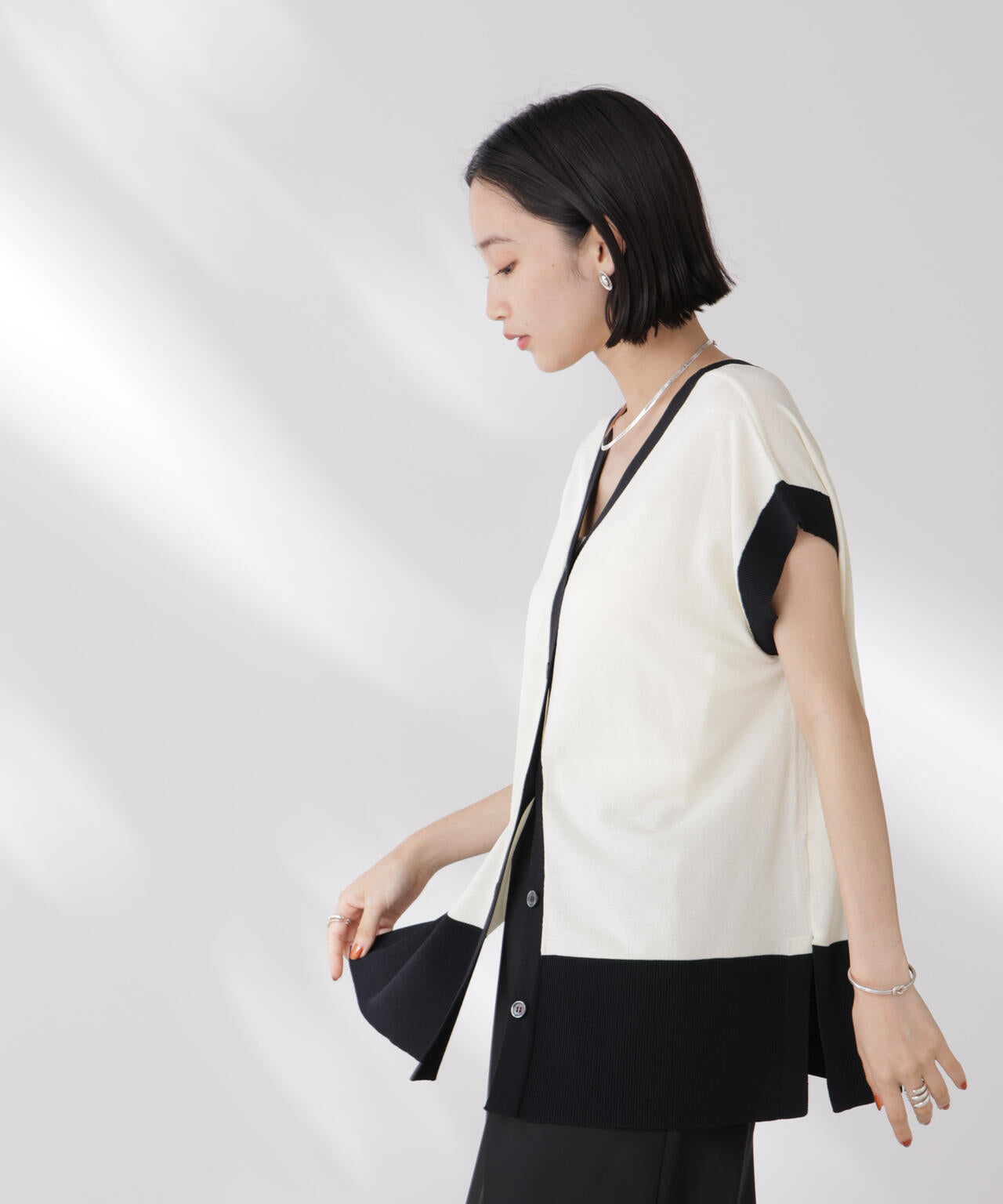 多機能強撚前後2wayフレンチスリーブニット 6735222308