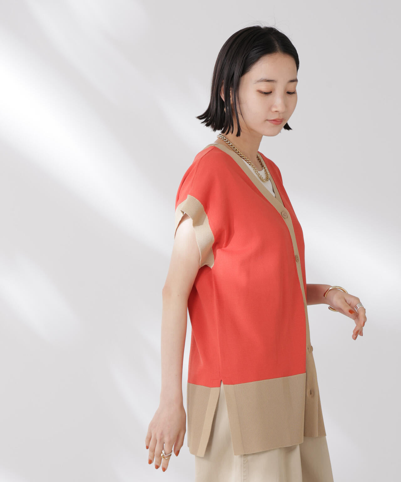 多機能強撚前後2wayフレンチスリーブニット 6735222308