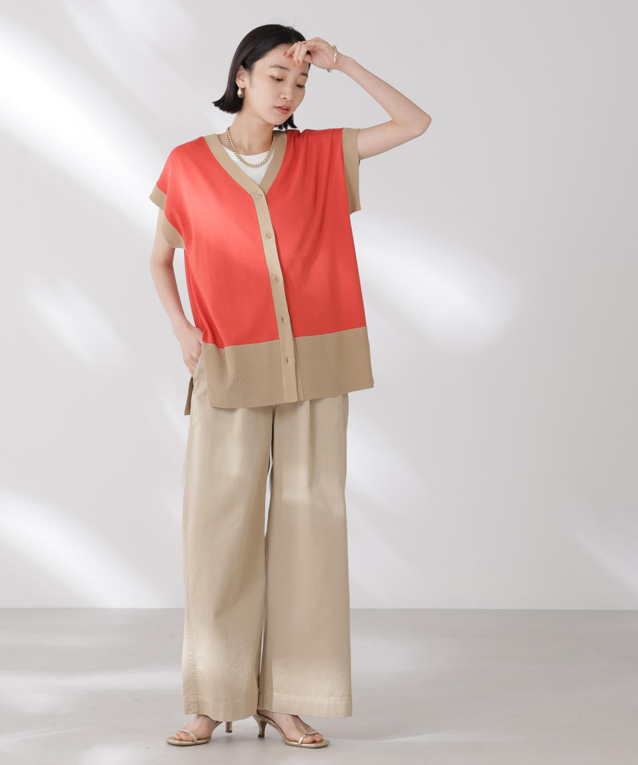 多機能強撚前後2wayフレンチスリーブニット 6735222308