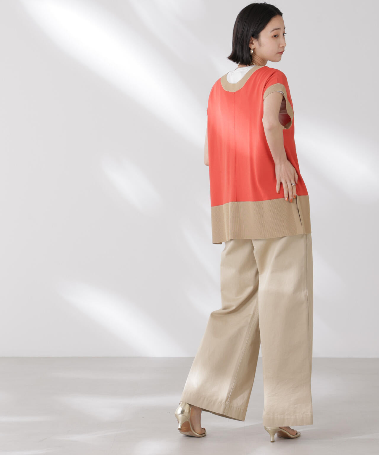 多機能強撚前後2wayフレンチスリーブニット 6735222308