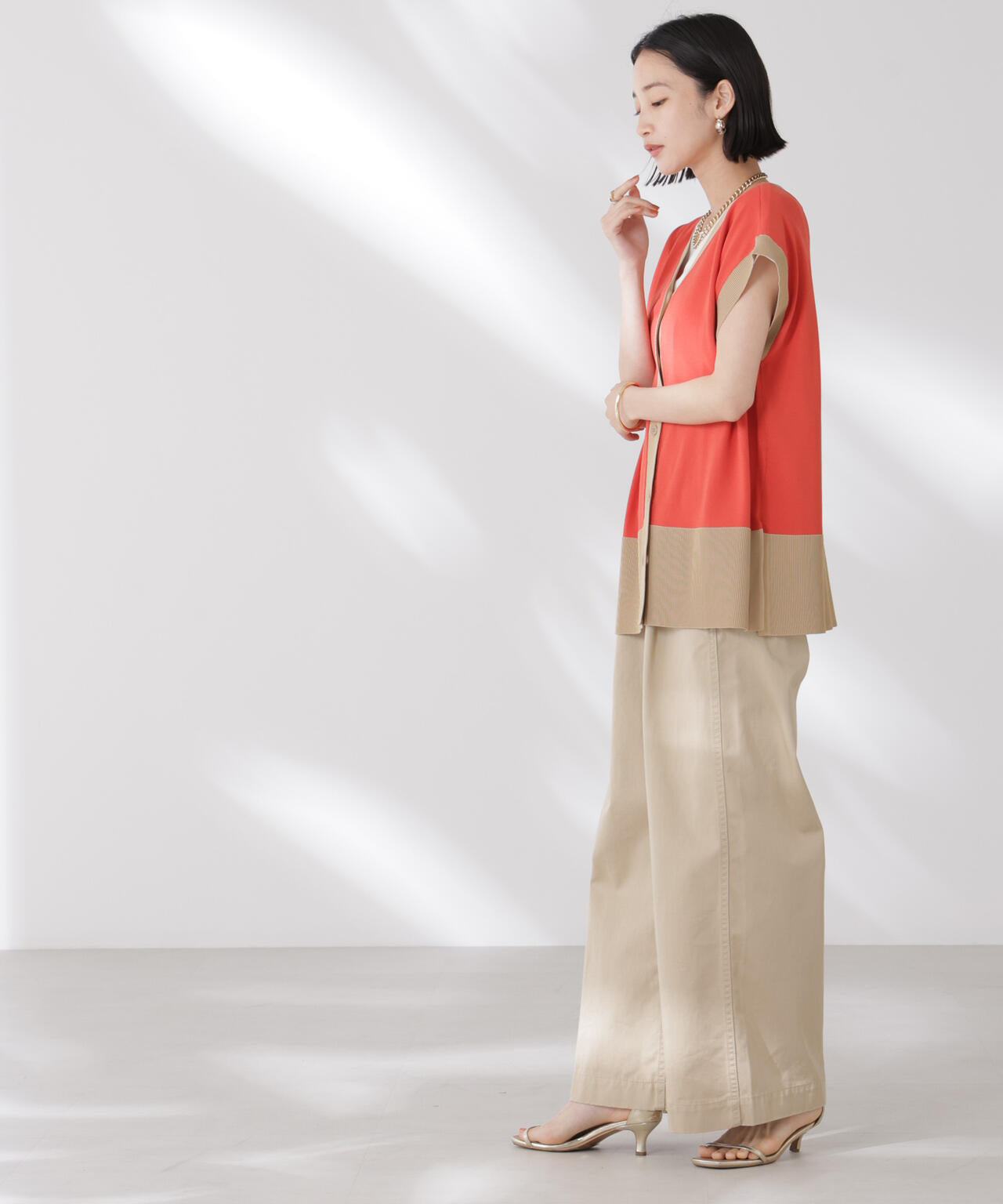 多機能強撚前後2wayフレンチスリーブニット 6735222308