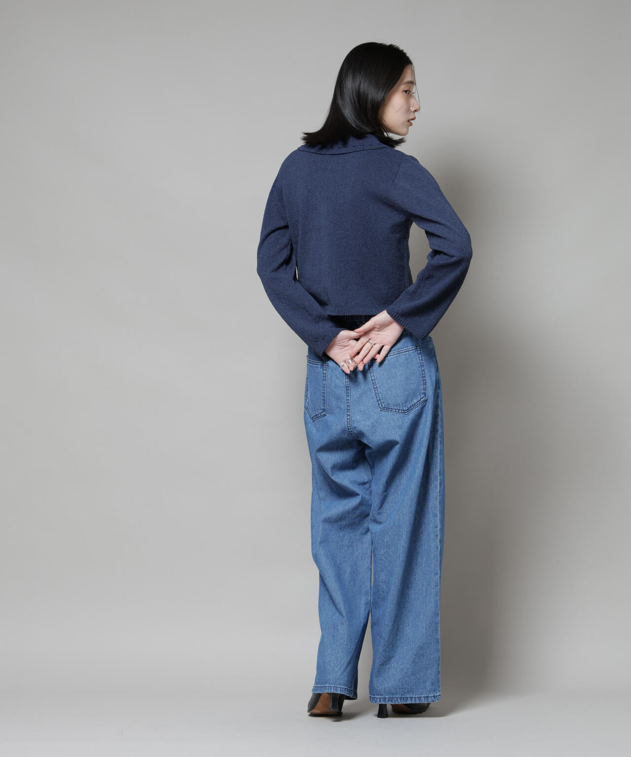 衿付アイレットクロップドニットカーディガン 6735222331