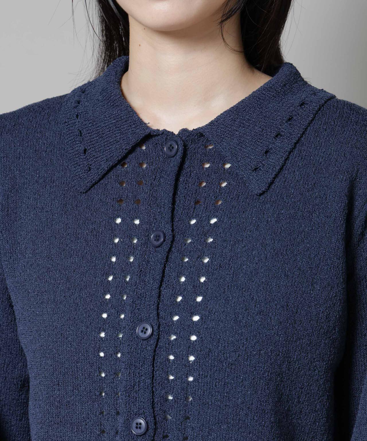 衿付アイレットクロップドニットカーディガン 6735222331