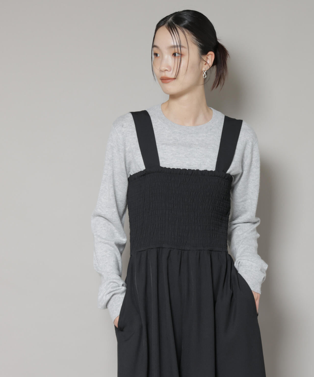 クルーネック カシミヤ混 ニット プルオーバー