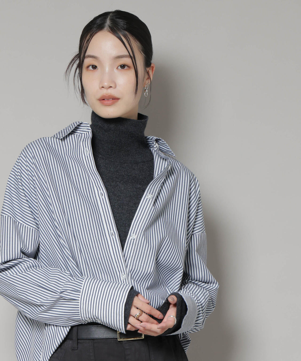 タートルネック カシミヤ混 ニット プルオーバー