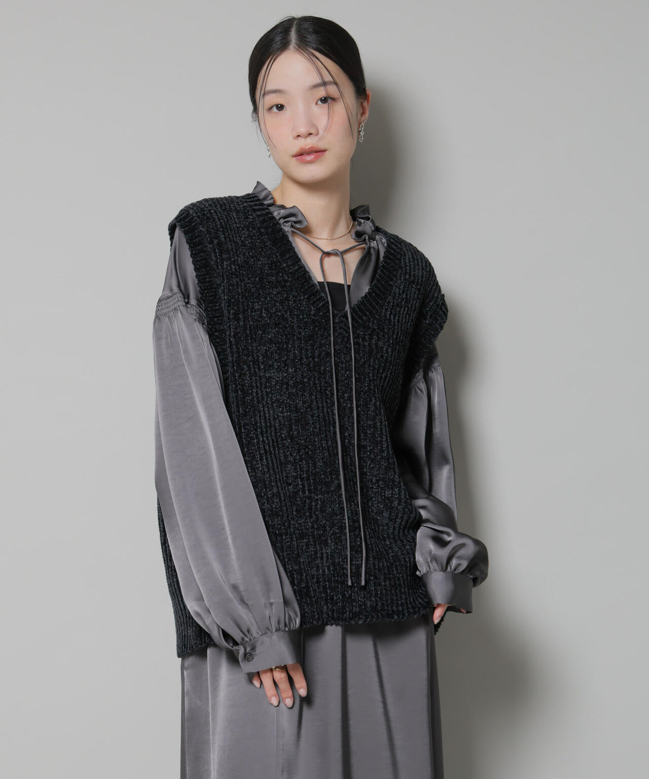 ベロアモール Vネック ニット ベスト