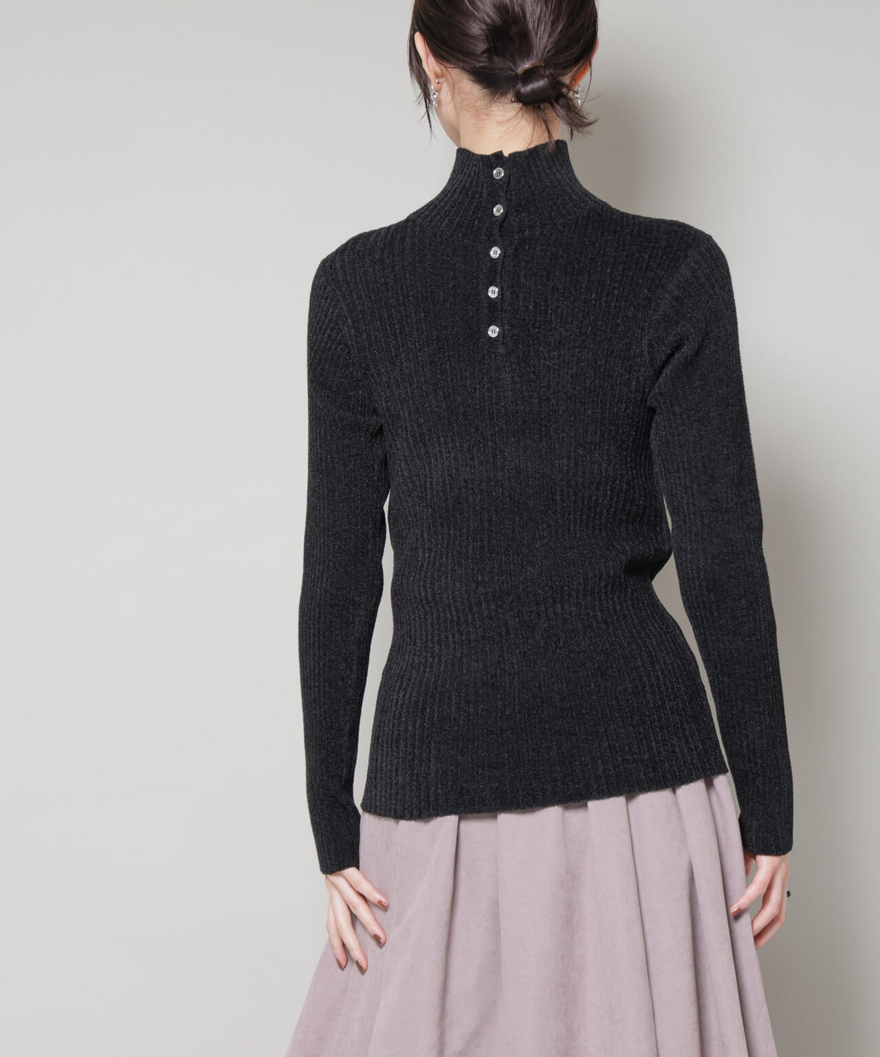 前後2wayボタンネックベロアモールニット 6735222347